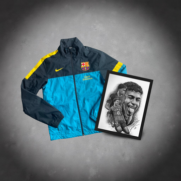 FC BARCELONA RETRO Trackjacket S + L. Yamal Footy mit Unterschrift