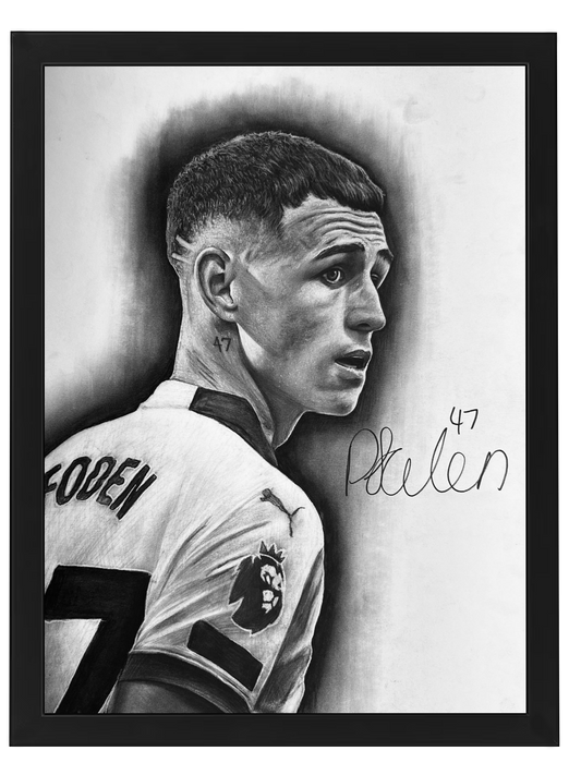 Manchester CITY RETRO Trackjacket S + P. Foden Footy mit Unterschrift